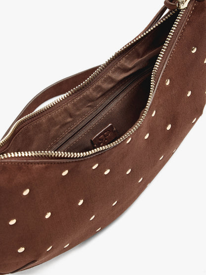 Half-Moon Leather-Effect Crossbody Bag With Studs