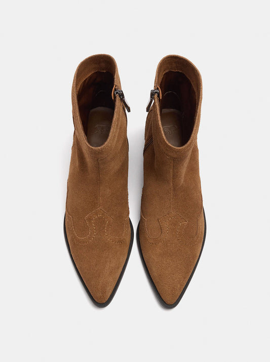 Leather Ankle Boots With Topstitching