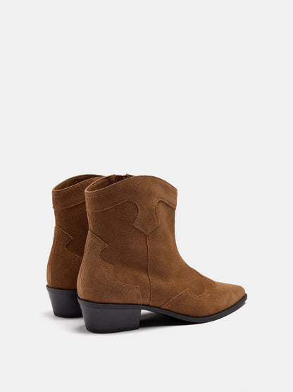 Leather Ankle Boots With Topstitching