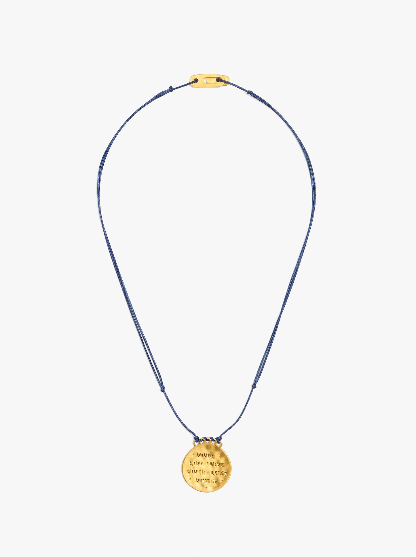 Cord Charm Necklace With Silver Plated