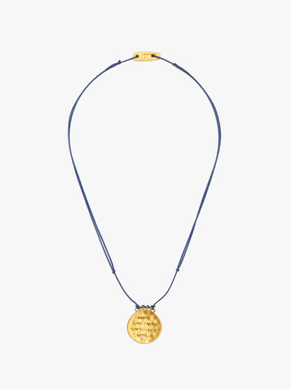 Cord Charm Necklace With Silver Plated