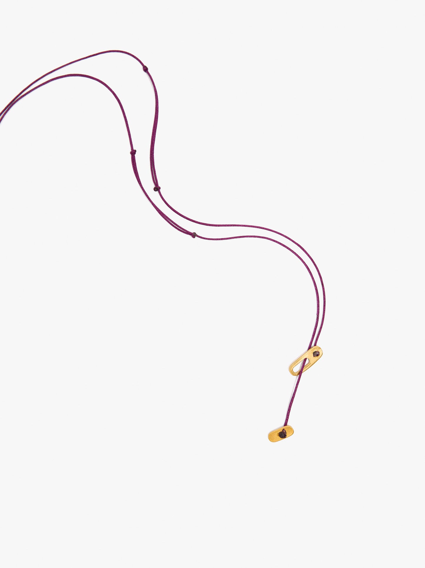 Cord Charm Necklace With Silver Plated