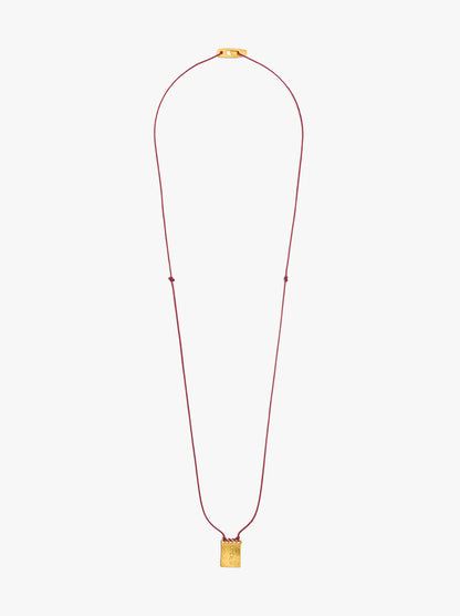 Cord Charm Necklace With Silver Plated
