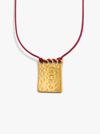 Cord Charm Necklace With Silver Plated