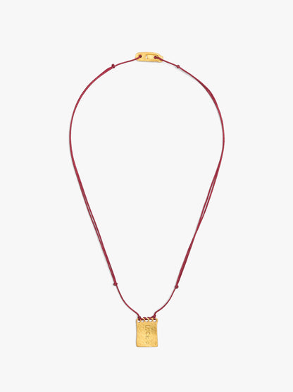 Cord Charm Necklace With Silver Plated