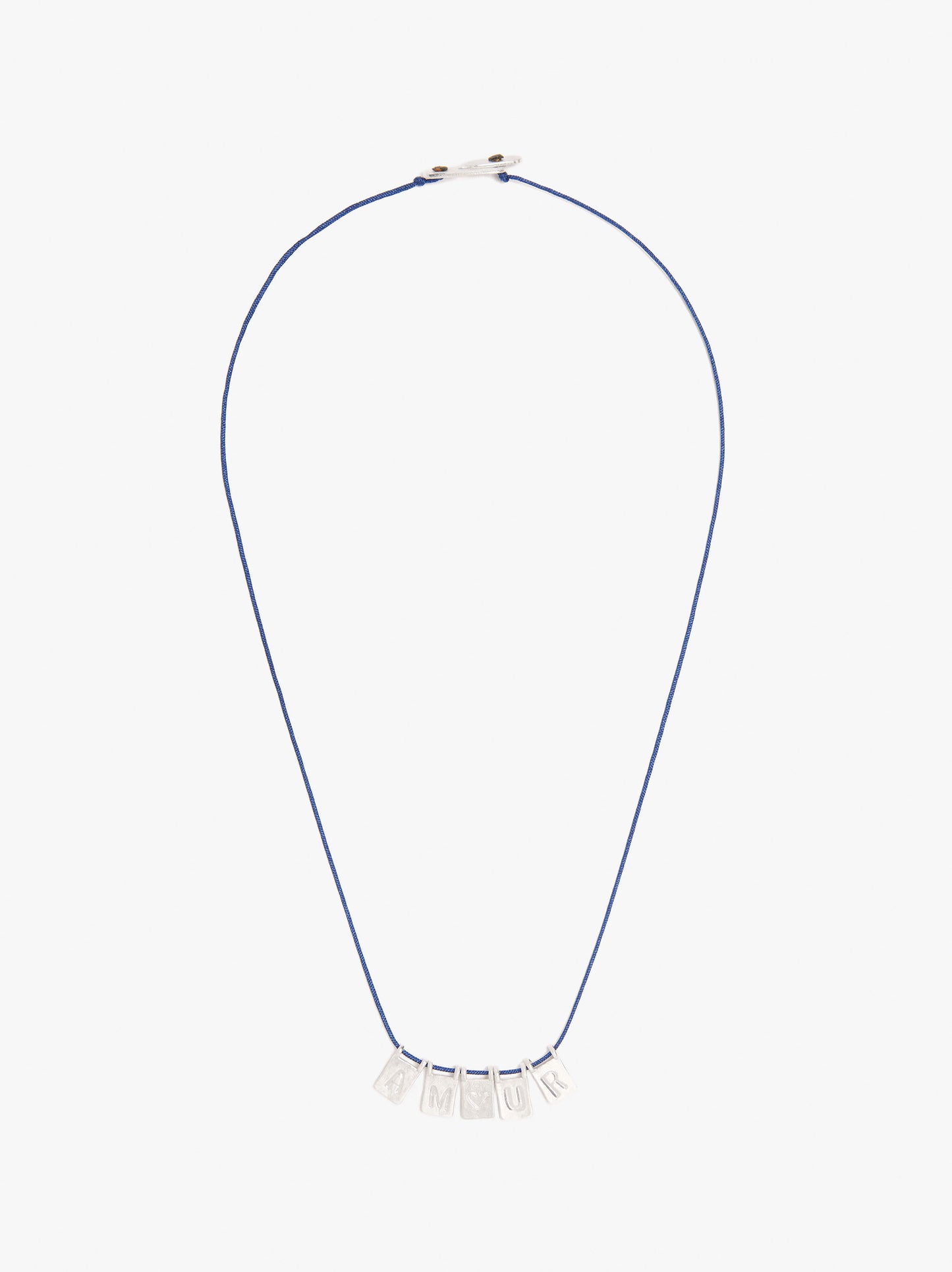 Cord Charm Necklace With Silver Plated