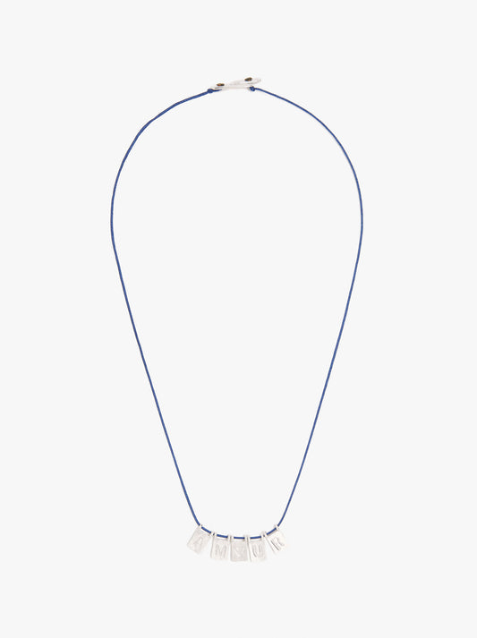 Cord Charm Necklace With Silver Plated