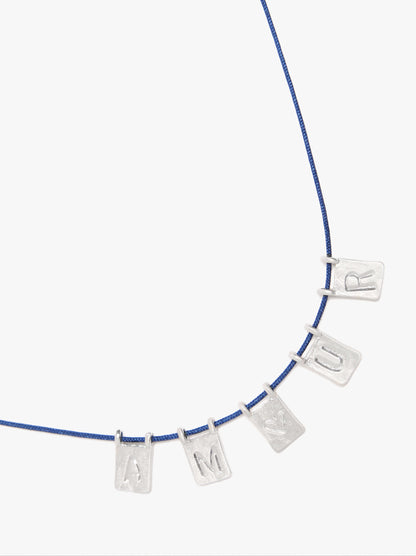 Cord Charm Necklace With Silver Plated