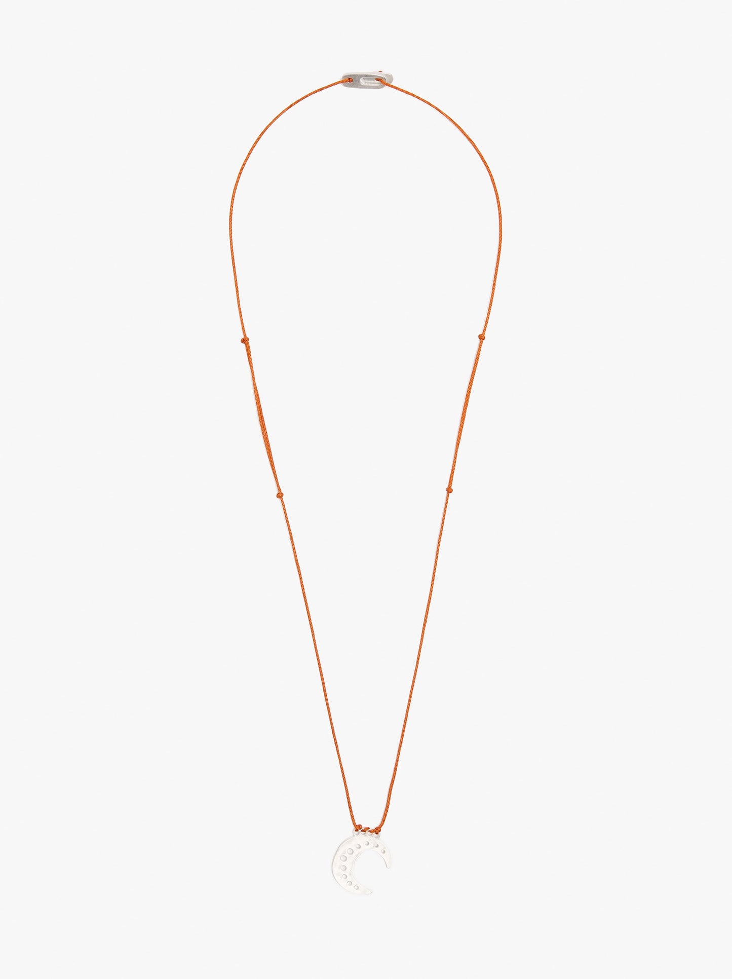 Cord Charm Necklace With Silver Plated