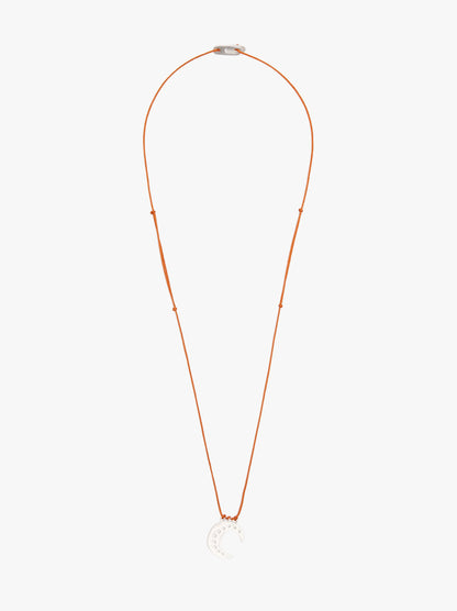 Cord Charm Necklace With Silver Plated