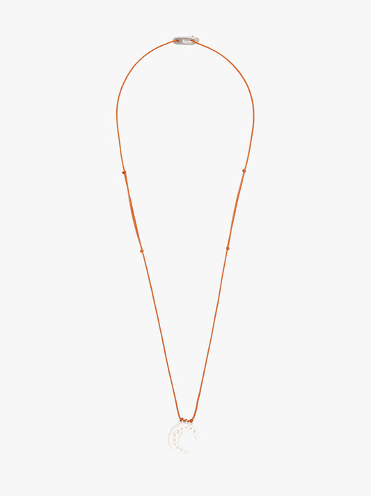 Cord Charm Necklace With Silver Plated