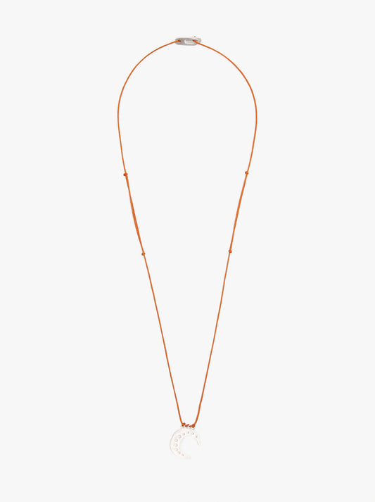 Cord Charm Necklace With Silver Plated