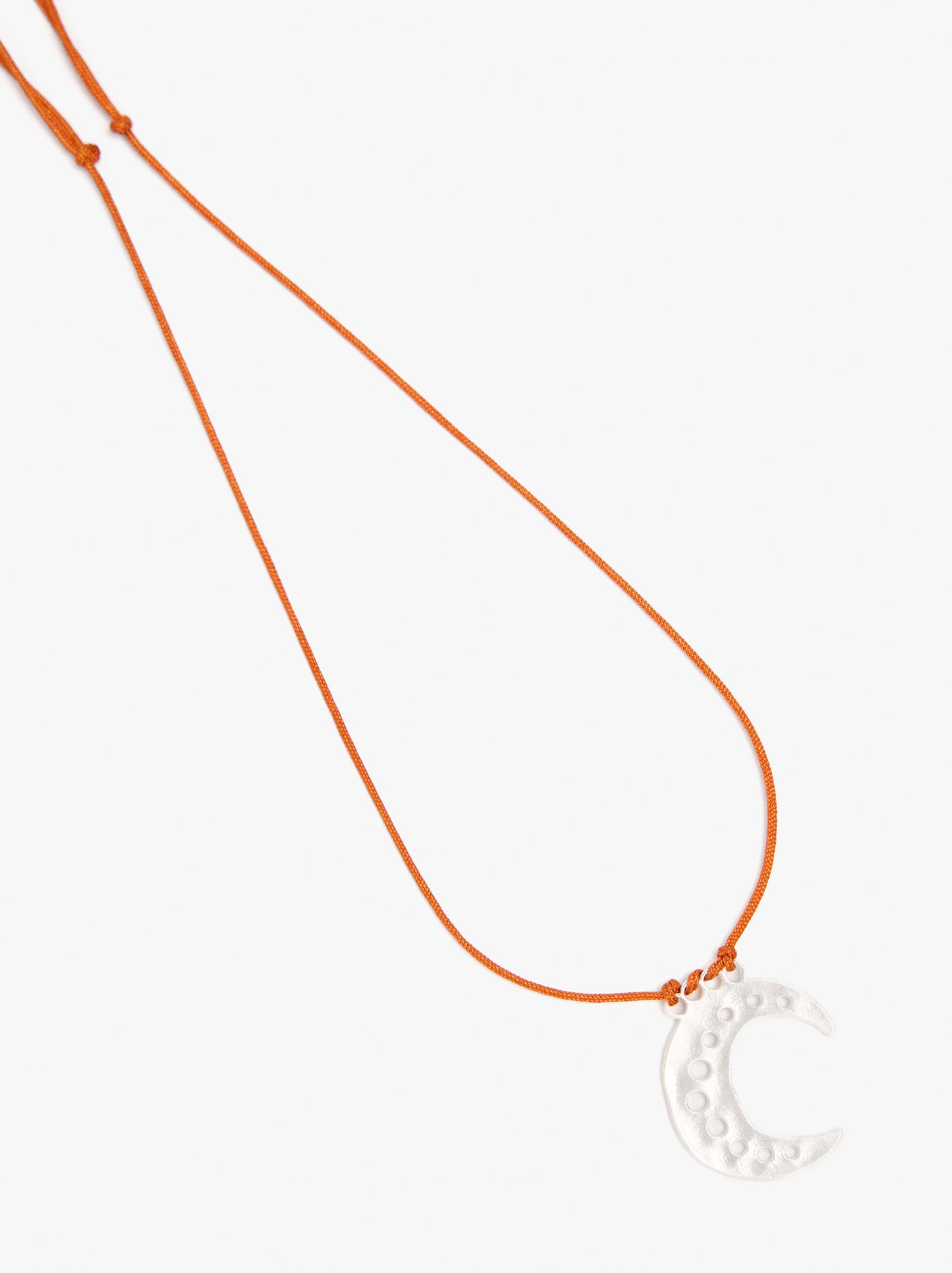 Cord Charm Necklace With Silver Plated
