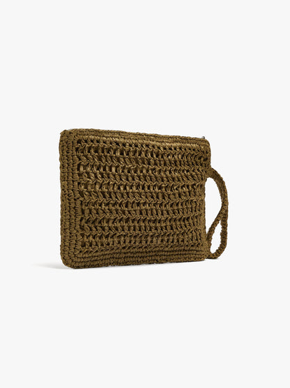 Envelope Handbag With Paper Straw Effect