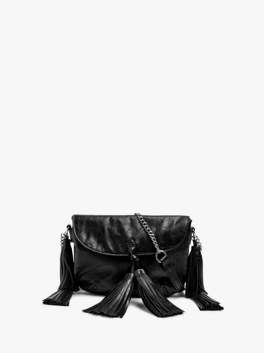Crossbody Bag With Flap And Tassels