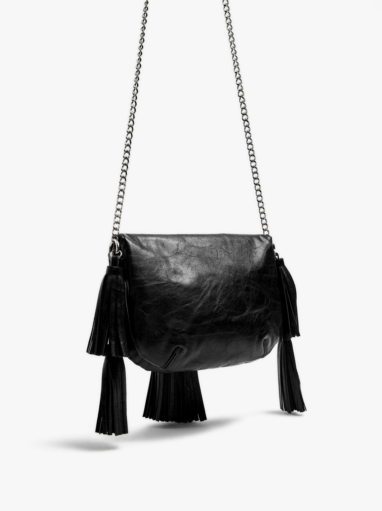 Crossbody Bag With Flap And Tassels