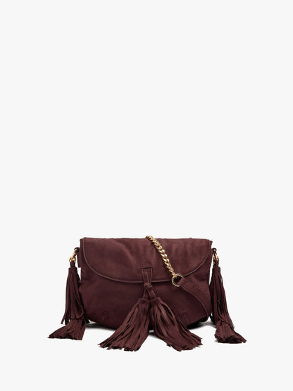 Leather-Effect Crossbody Bag With Flap And Tassels