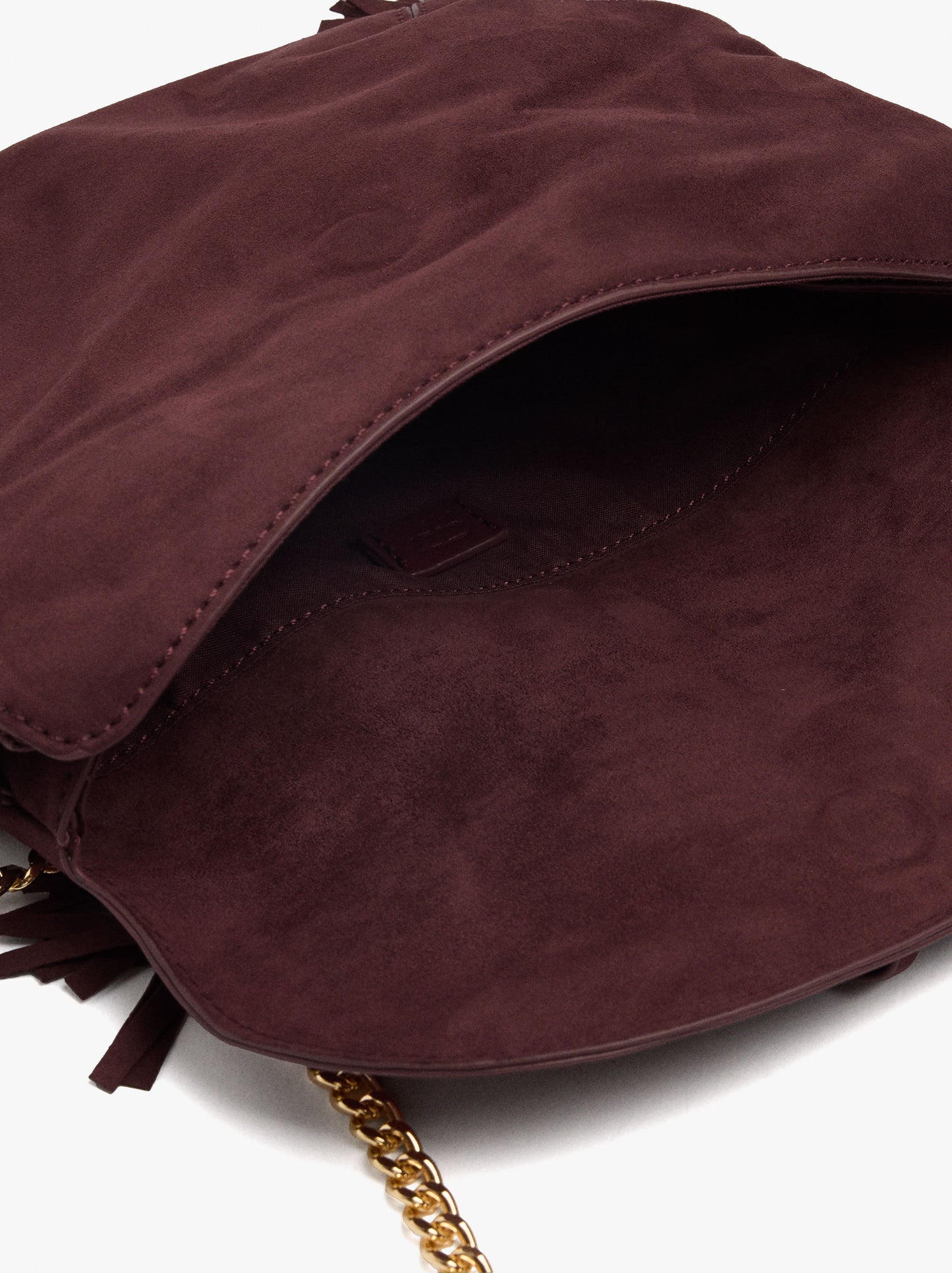 Leather-Effect Crossbody Bag With Flap And Tassels