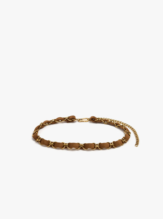 Braided Belt With Leather-Effect Hoops