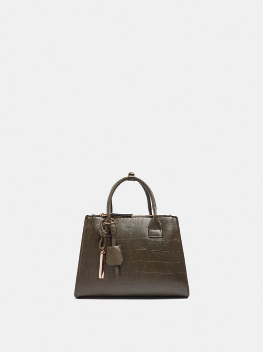 Tote Bag With Animal Embossing And Pendant
