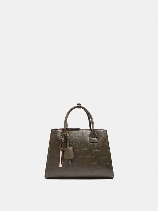 Tote Bag With Animal Embossing And Pendant