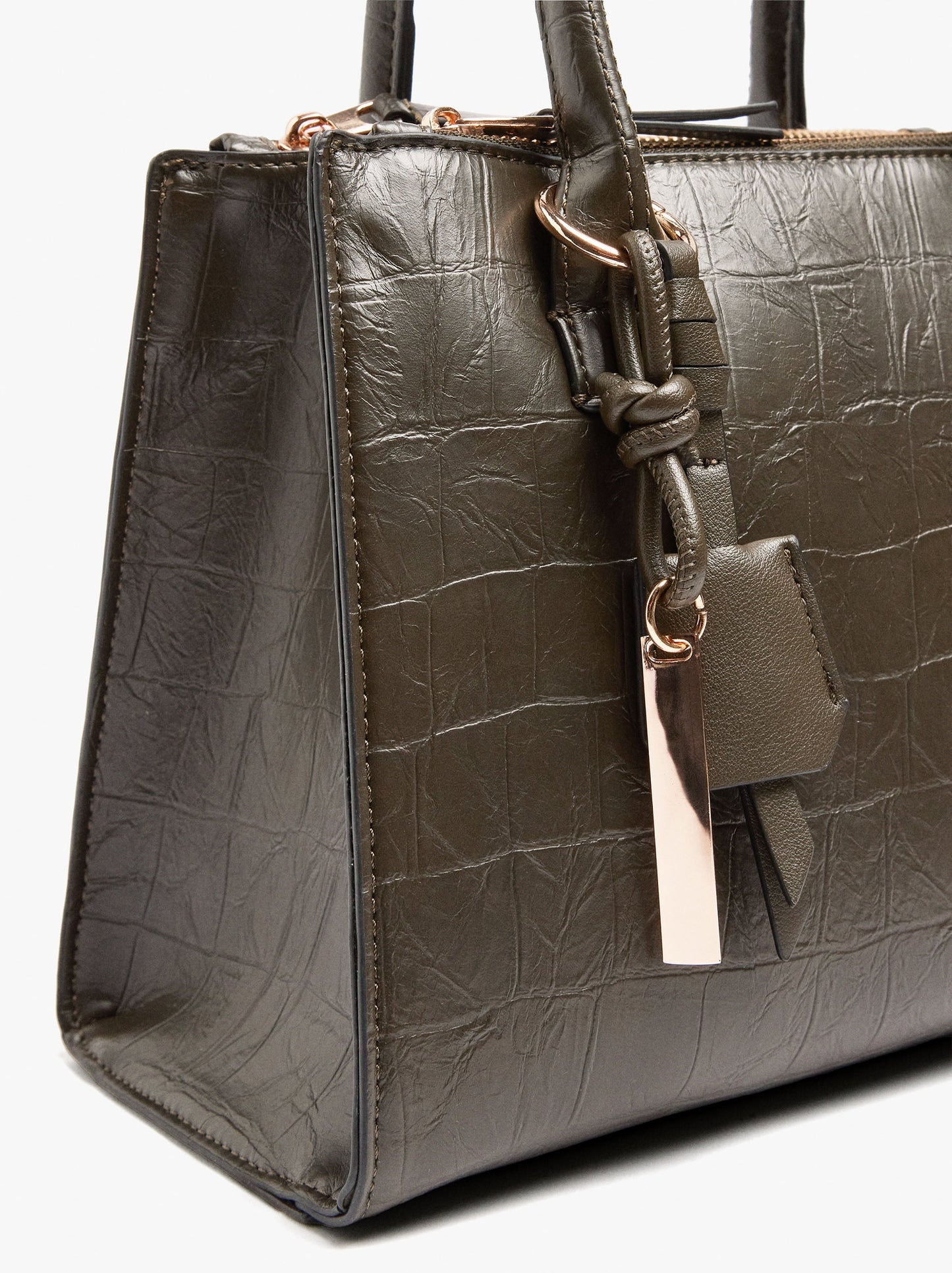 Tote Bag With Animal Embossing And Pendant