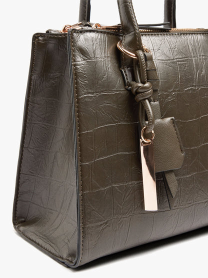 Tote Bag With Animal Embossing And Pendant