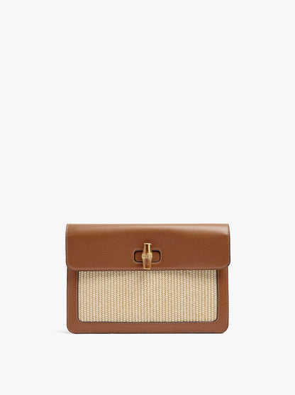 Envelope Paper Straw Handbag With Flap