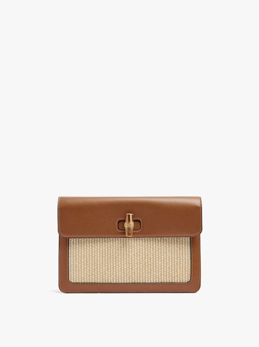 Envelope Paper Straw Handbag With Flap
