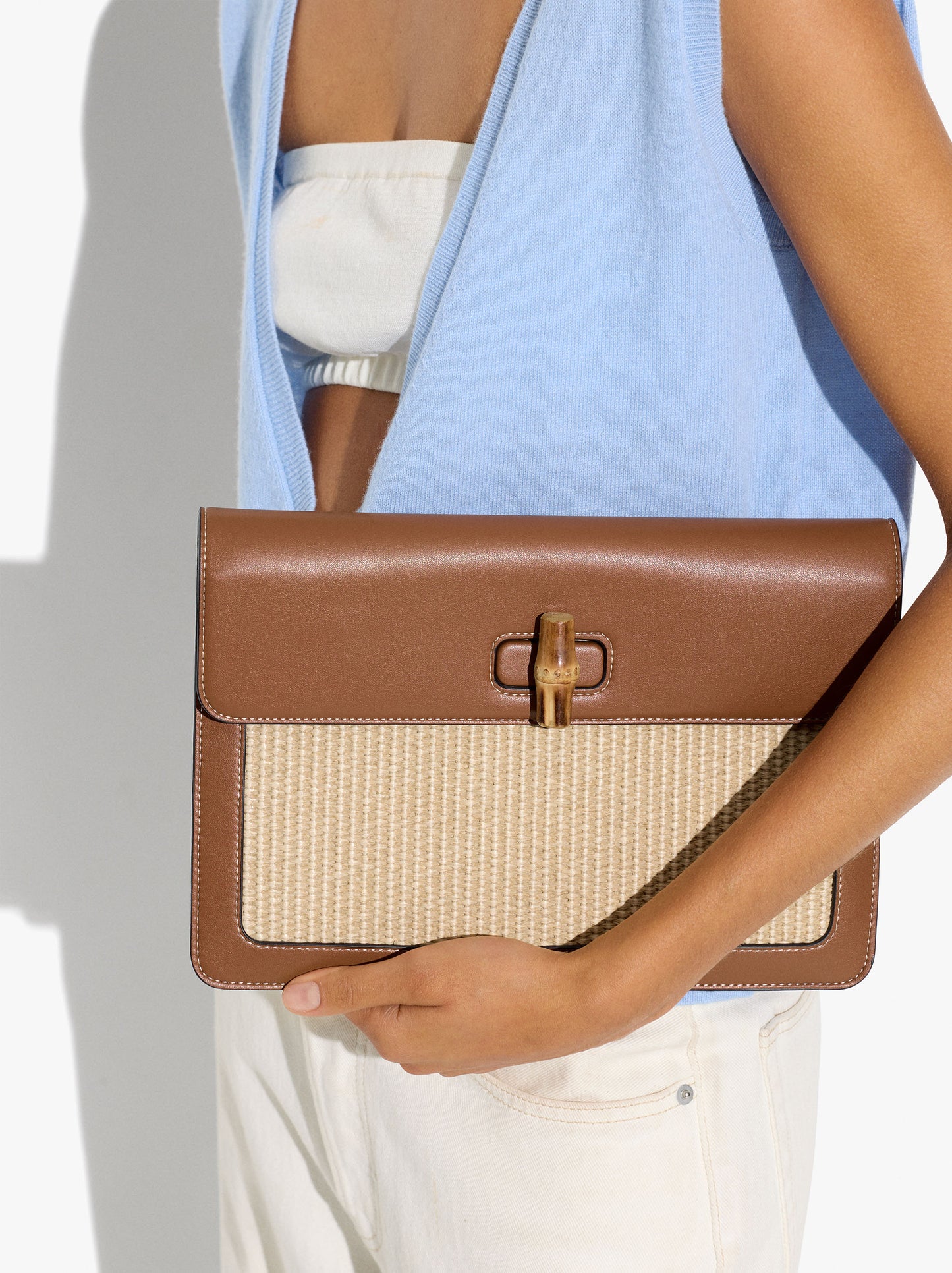 Envelope Paper Straw Handbag With Flap