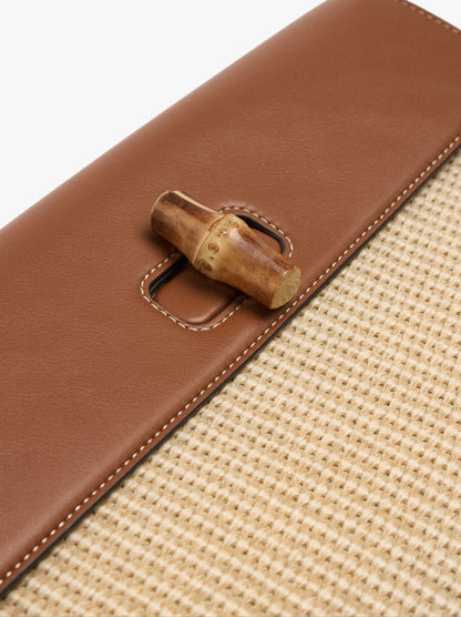Envelope Paper Straw Handbag With Flap