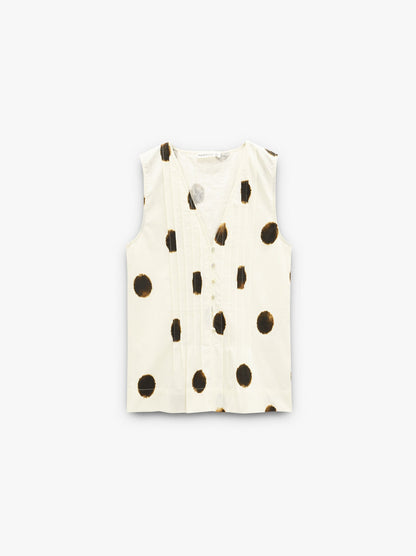 Top Printed With Polka Dots 100% Cotton
