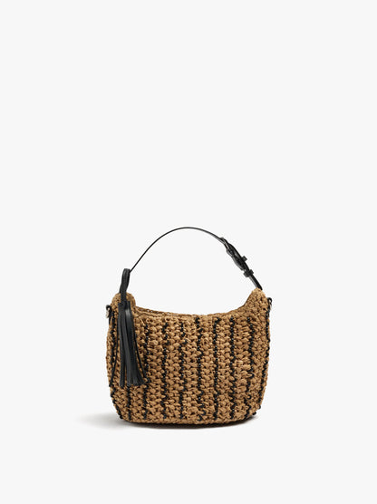 Handbag Woven With Paper Straw Effect