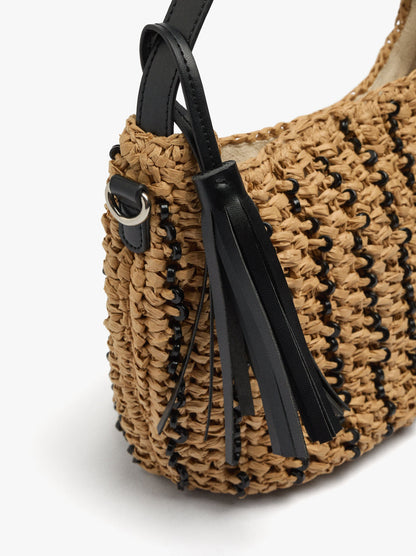 Handbag Woven With Paper Straw Effect