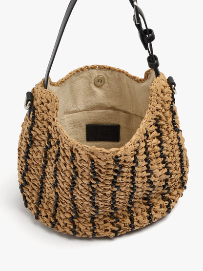 Handbag Woven With Paper Straw Effect