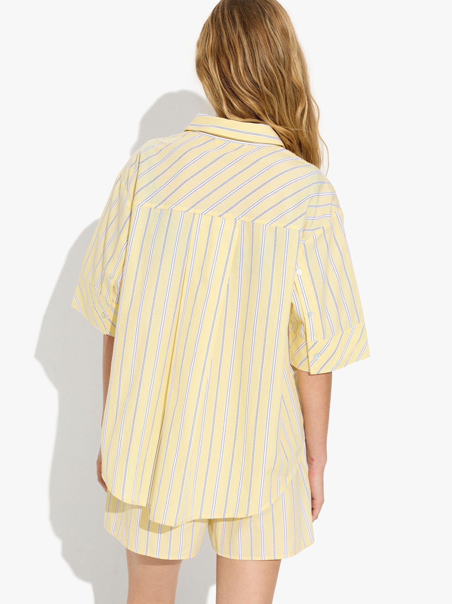 Shorts With Stripes And Perforated Embroidery