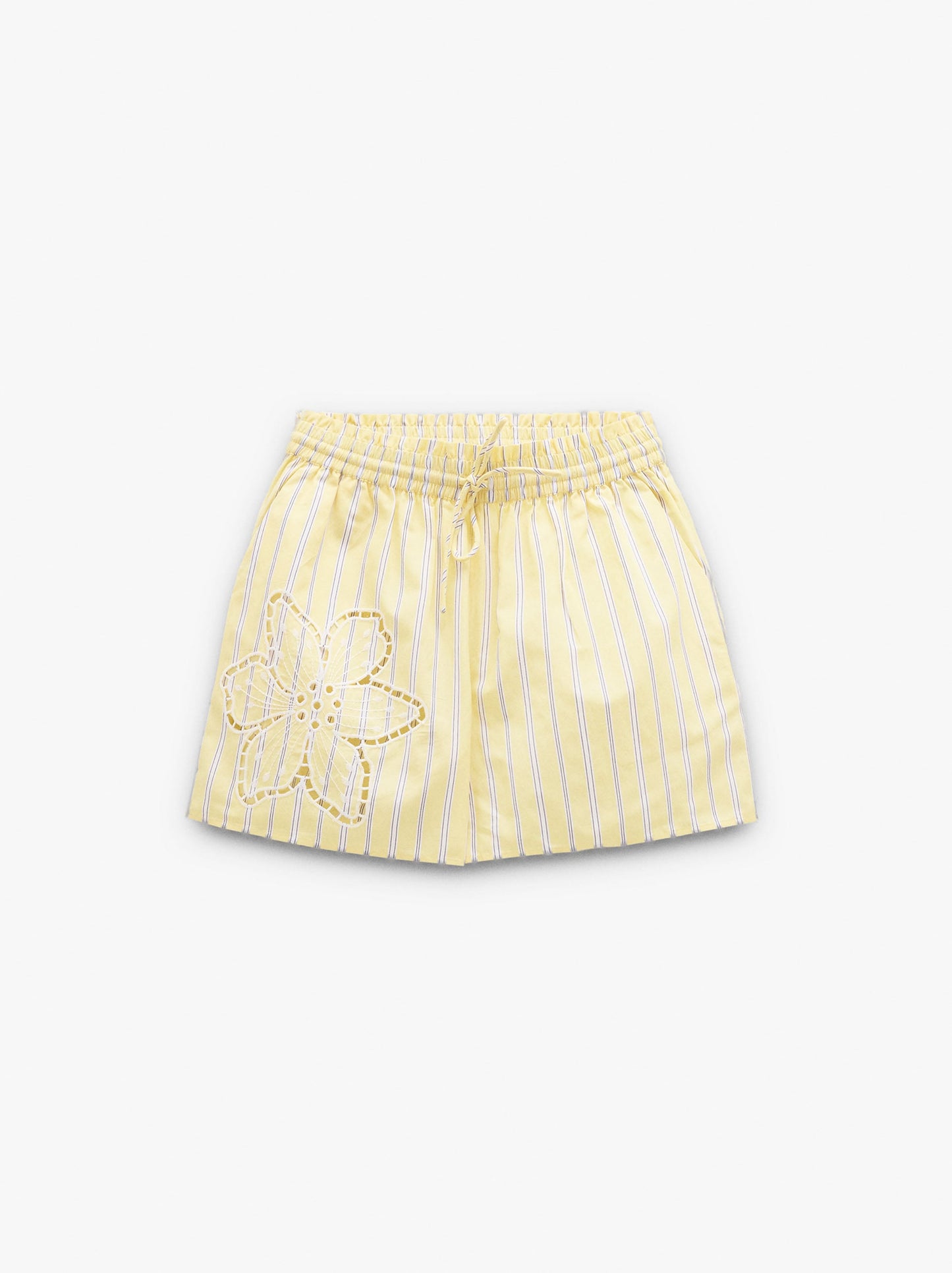Shorts With Stripes And Perforated Embroidery