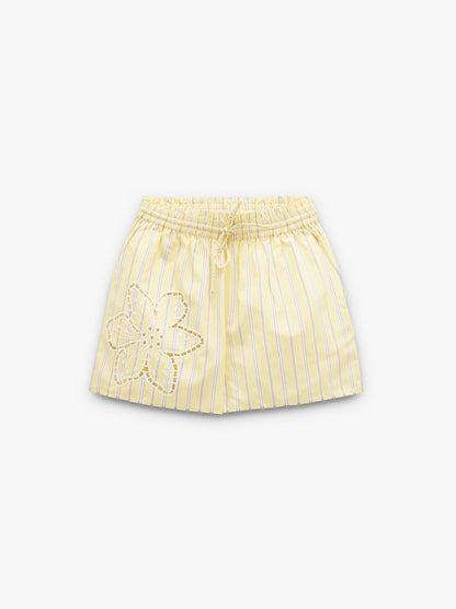 Shorts With Stripes And Perforated Embroidery