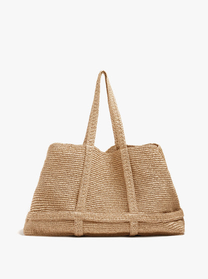 Shopper Bag With Paper Straw Effect