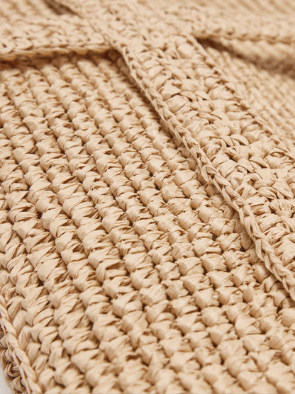 Shopper Bag With Paper Straw Effect