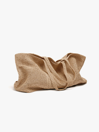 Shopper Bag With Paper Straw Effect