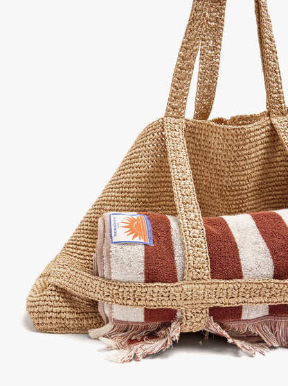 Shopper Bag With Paper Straw Effect