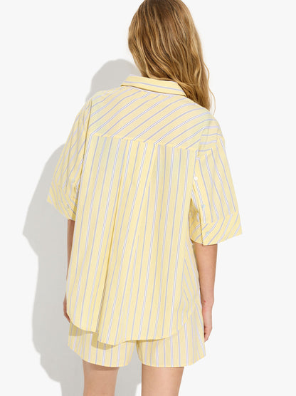 Shirt With Stripes And Perforated Embroidery