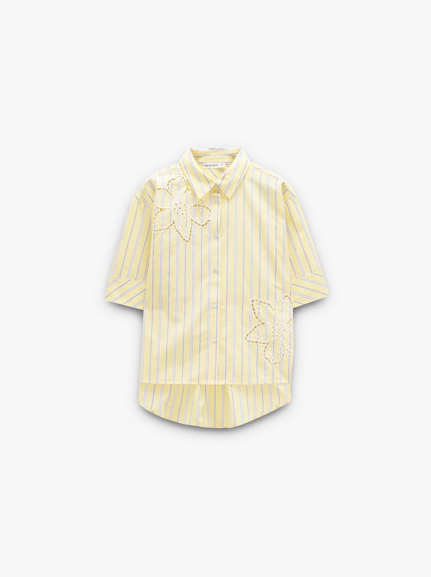 Shirt With Stripes And Perforated Embroidery