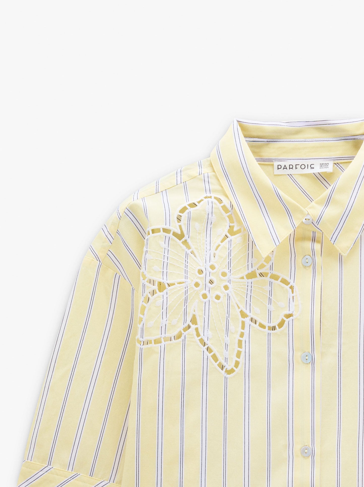 Shirt With Stripes And Perforated Embroidery