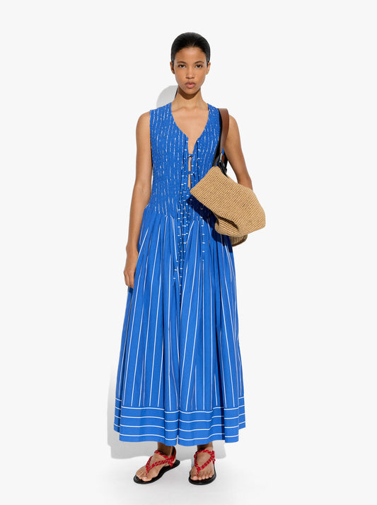 Long Dress With Stripes And Gathers