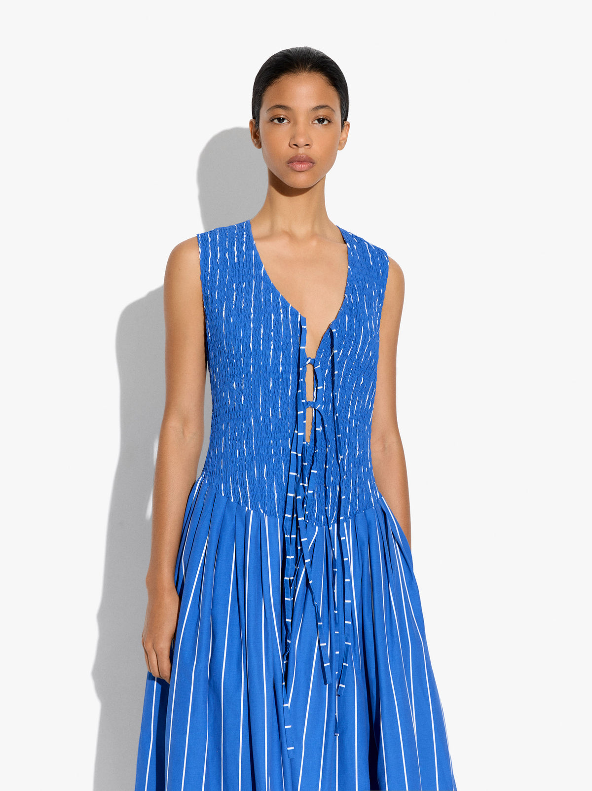 Long Dress With Stripes And Gathers