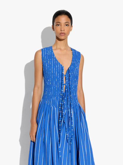 Long Dress With Stripes And Gathers