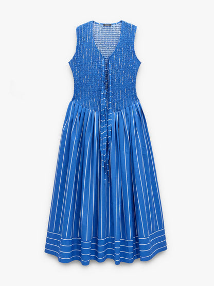 Long Dress With Stripes And Gathers
