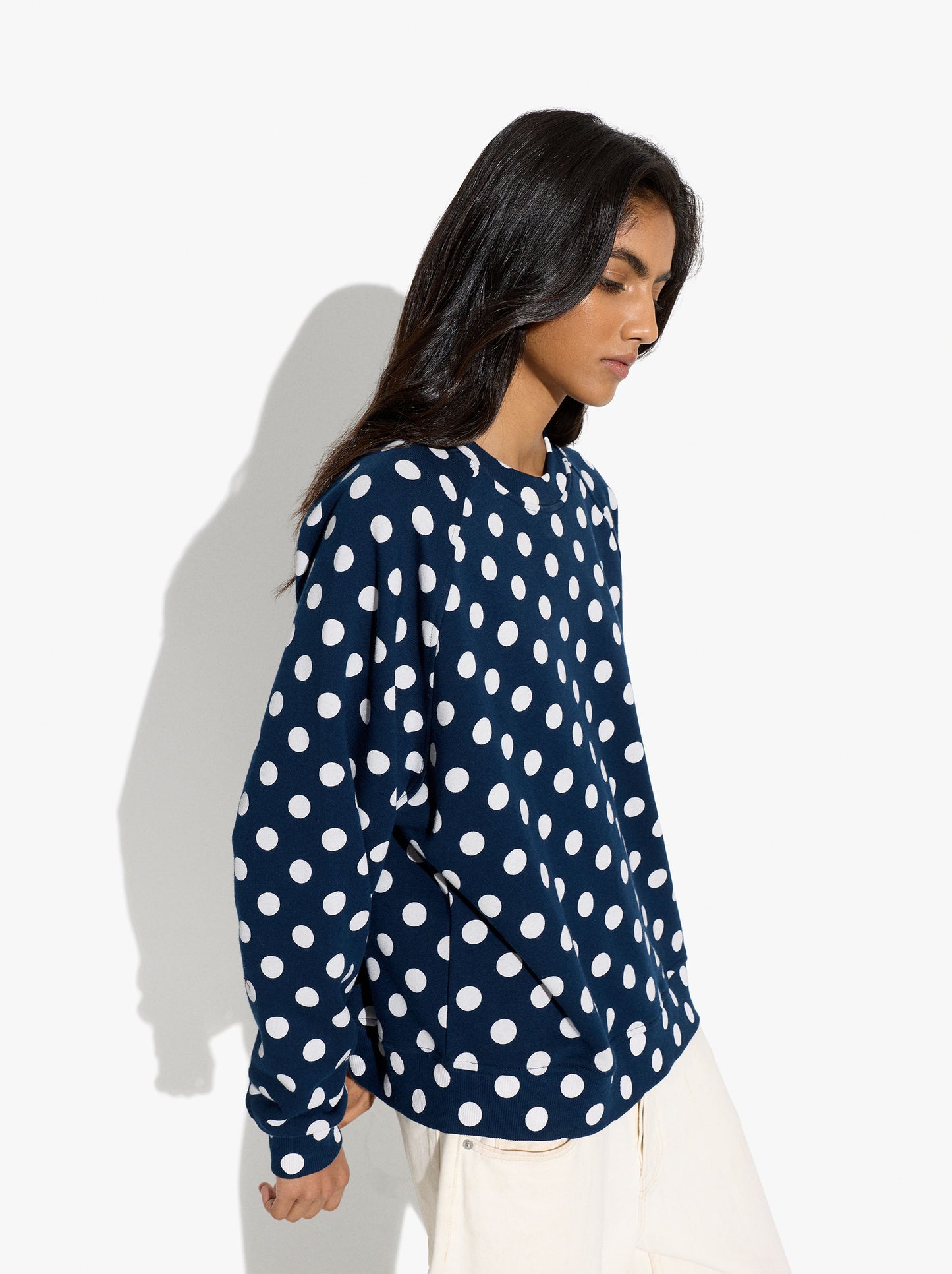 Cotton Sweatshirt With Polka Dots